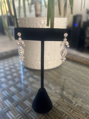 Crystal Drop Dangle Earrings - Silver Tone